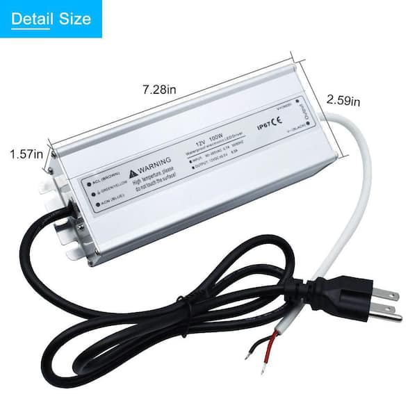 100 Watts Waterproof IP67 LED Driver 90-265V AC to 12V DC Low