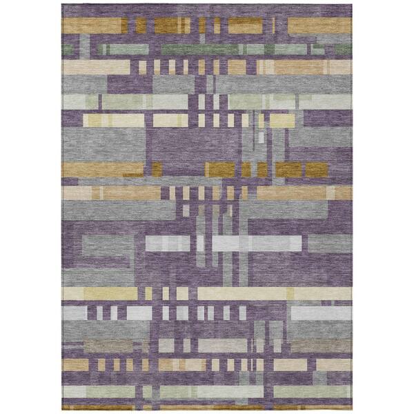 Chantille Machine Washable Indoor/Outdoor Abstract ACN3051 Plum 8 ft. x 10 ft. Area Rug