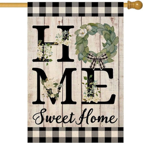 Summer House Flag Burlap Vertical Double Sided 28 x 40 in. Home Sweet Home Magnolia Large House Flag