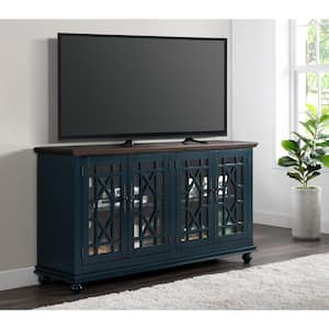 Palisades TV Stand, Catalina Blue with Coffee Top