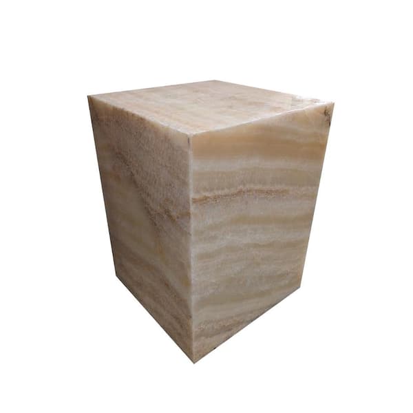 Benjara 18 in. Brown Square Stone End Table with Miter Edges