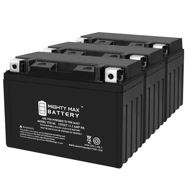 MIGHTY MAX BATTERY YTZ14S -12 Volt 11.2 AH, 230 CCA, Rechargeable Maintenance Free SLA AGM Motorcycle Battery - Pack of 3