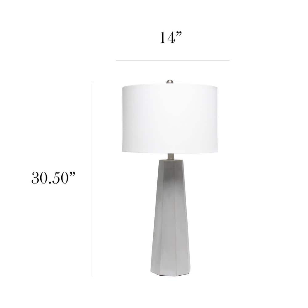 30.5" White Concrete Table Lamp with Drum Shade
