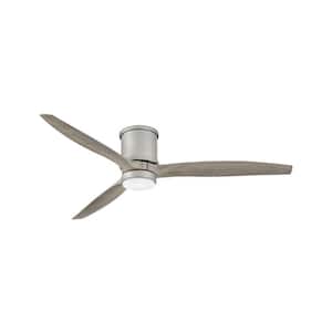 Hover Flush 60 in. Integrated LED Indoor/Outdoor Brushed Nickel Ceiling Fan with Wall Switch