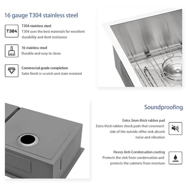 TopZero 18-Gauge Stainless Steel 32 in. Double Bowl Undermount Rimless  Kitchen Sink with low-divider TZ L375.64 - The Home Depot
