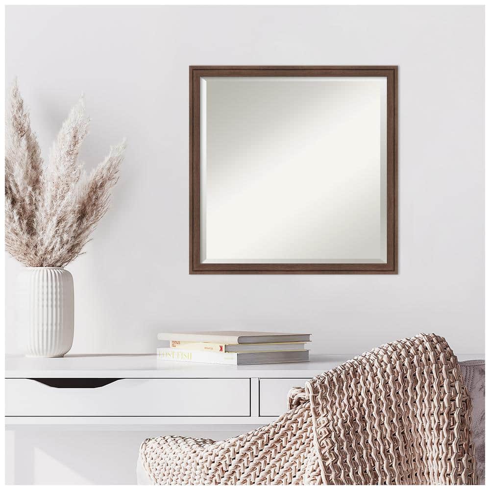 Florence Medium Brown Square Wood Framed Wall Mirror