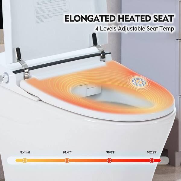 Unbranded - Elongated Smart Bidet Toilet 1/1.28 GPF in White Deodorizing, Soft Close