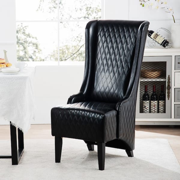 anpport Black PU Wing Back Arm Chair, Side Chair for Living Room