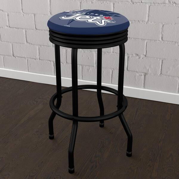 Winnipeg Jets Logo 29 in. Blue Backless Metal Bar Stool with Vinyl Seat