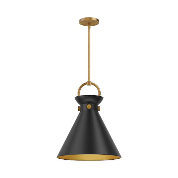 ALORA MOOD Emerson 14 in. 1 Light 60-Watt Aged Gold/Matte Black Pendant Light