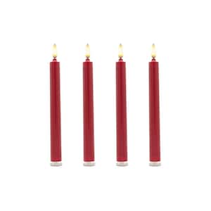 Red Battery Operated 3D Wick Flame Taper Candles (Set of 4)
