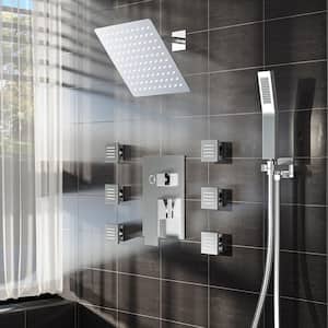 3-Spray Wall Mount Dual Shower Head and Handheld Shower 2.5 GPM with 6-Jets in Brushed Nickel (Valve Included)