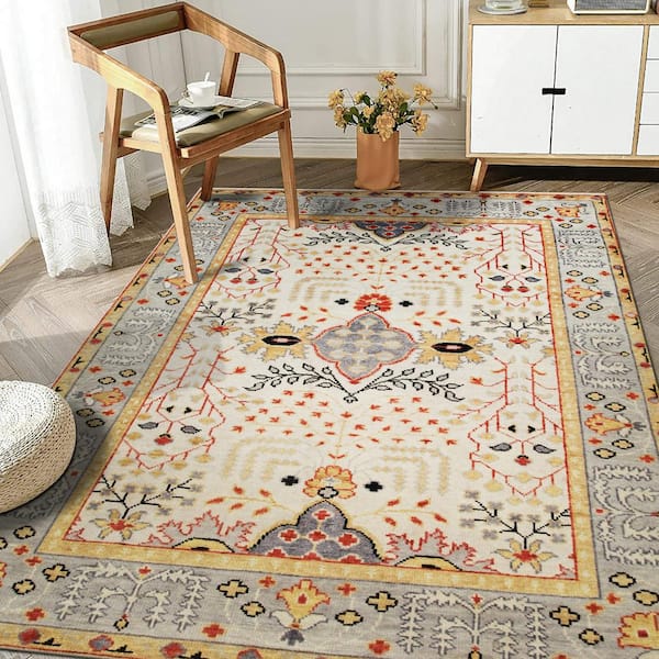 EORC Silver 10 ft. x 14 ft. Hand-knotted Wool Traditional Knot Area Rug
