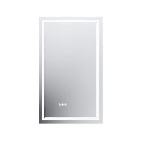 Unbranded White 24 in. W x 40 in. H Rectangular Frameless Bathroom Wall Mirrors, Vanity Mirror with Lights