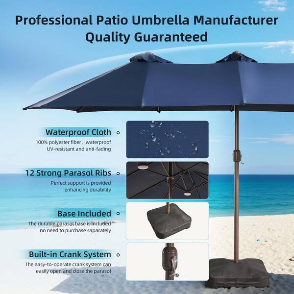 blue patio umbrella factories 10ft Offset Hanging Market w,Easy Tilt Adjustment, Polyester Shade, 8 Ribs for Backyard, Poolside (Dark blue) : Patio, Lawn & Garden market large patio umbrella covering up to 135 sq Pacific Blue with White Fringe
