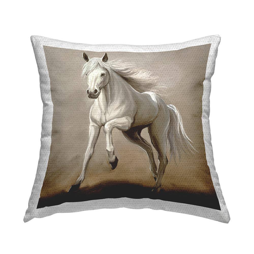 Galloping White Stallion Horse Tan Square Outdoor Throw Pillow price history on PriceWatchPro