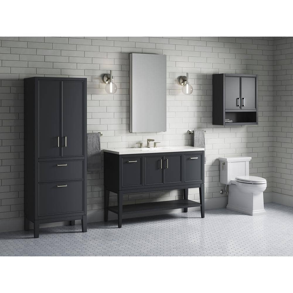 Slate Grey 48-Inch MDF Bathroom Vanity with Quartz Top