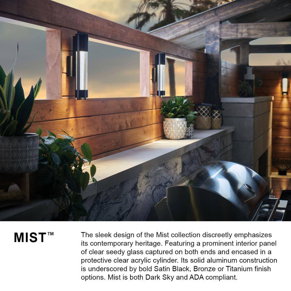 Sleek Satin Black Outdoor Wall Sconce with Seedy Glass