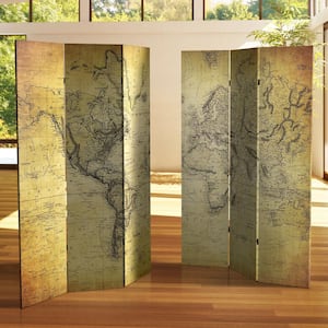 World Map 6 ft. Printed 3-Panel Room Divider