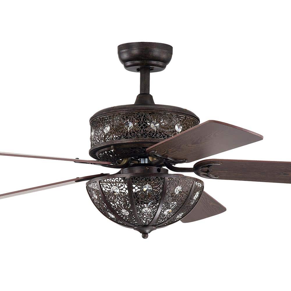 Warehouse of Tiffany Milly 52 in. 6-Light Indoor Bronze Remote Controlled  Ceiling Fan with Light Kit CFL-8448REMO/DR - The Home Depot