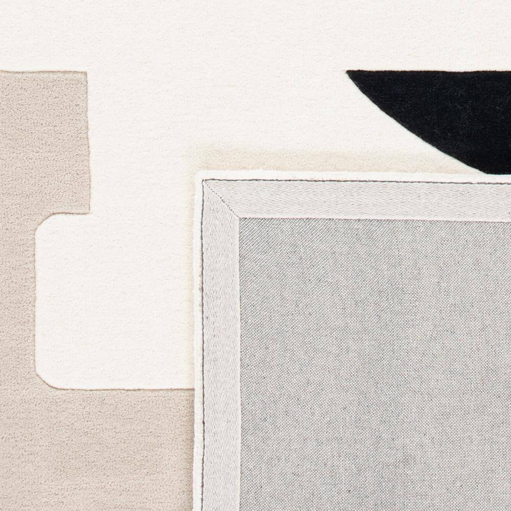 Ivory and Brown Wool Tufted Runner Rug, 2'3" x 6'