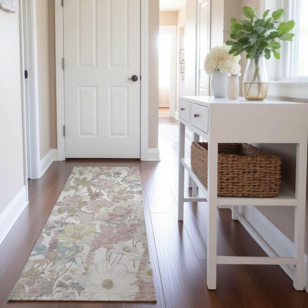 Mayfield Premium Machine Washable Abstract AMF1506 Ivory 2 ft. 3 in. x 7 ft. 6 in. Runner Rug