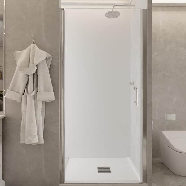 ExBrite 36 to 37-3/8 in. W x 72 in. H Pivot Frameless Swing Corner Shower Panel with Shower Door in Chrome with Clear Glass