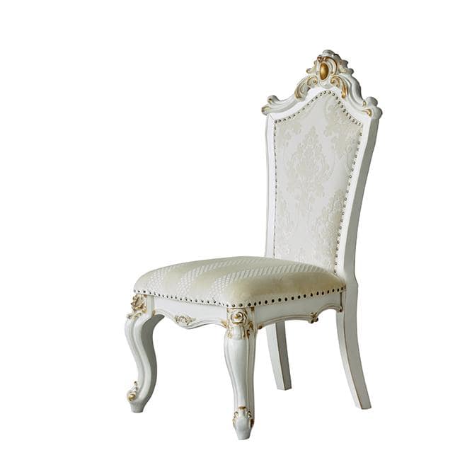 Elegant Beige Faux Leather Upholstered Side Chair with Queen Anne Legs