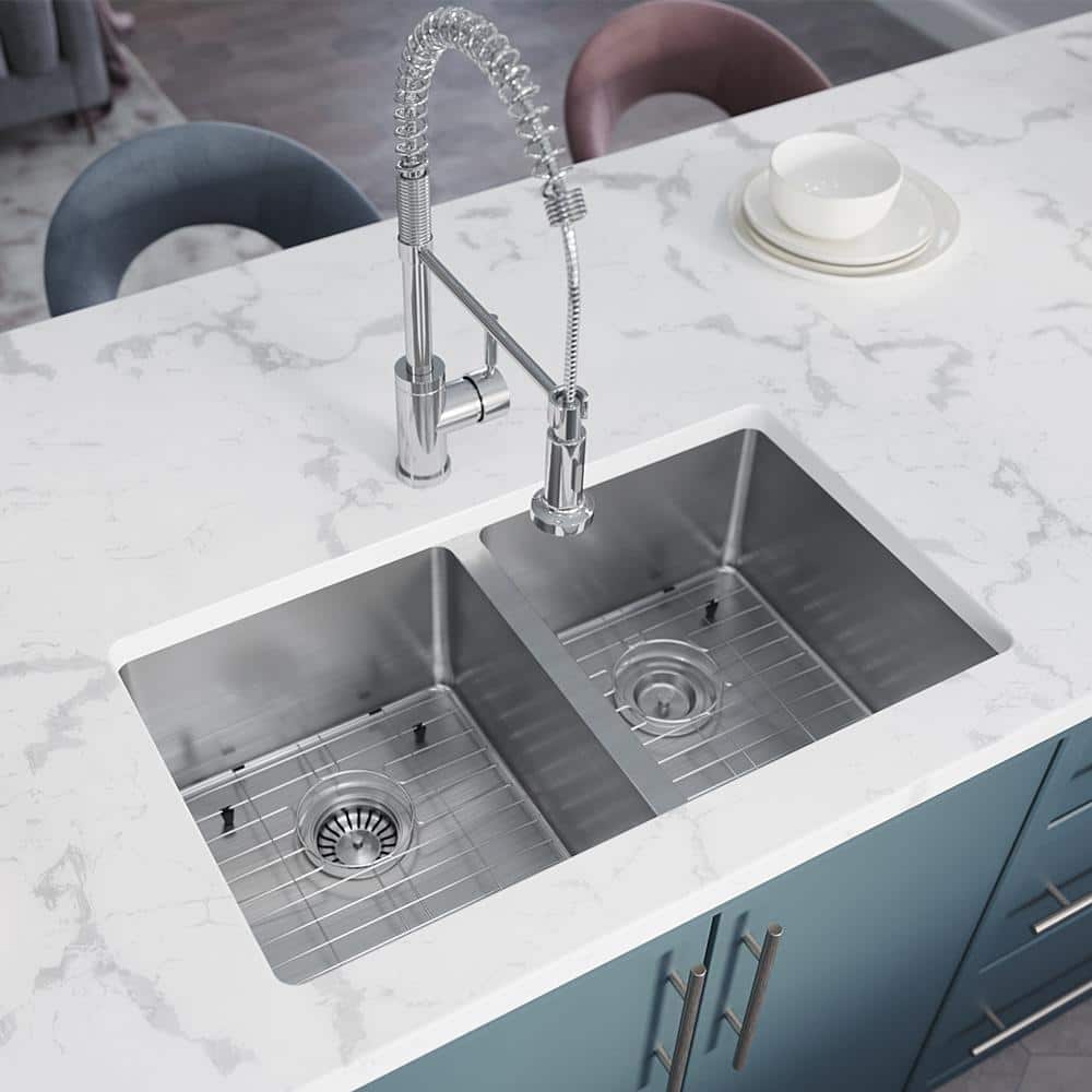 MR Direct Stainless Steel 31 in. Double Bowl Undermount Kitchen Sink