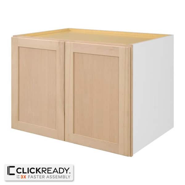 Hampton Bay 33 in. W x 24 in. D x 24 in. H Ready to Assemble Wall Bridge Kitchen Cabinet in Unfinished with CLICKREADY Technology