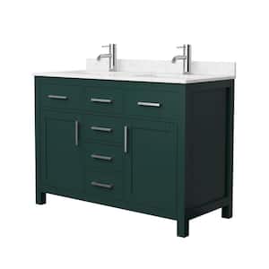 Beckett 48 in. W x 22 in. D x 35 in. H Double Sink Bathroom Vanity in Green with Carrara Cultured Marble Top
