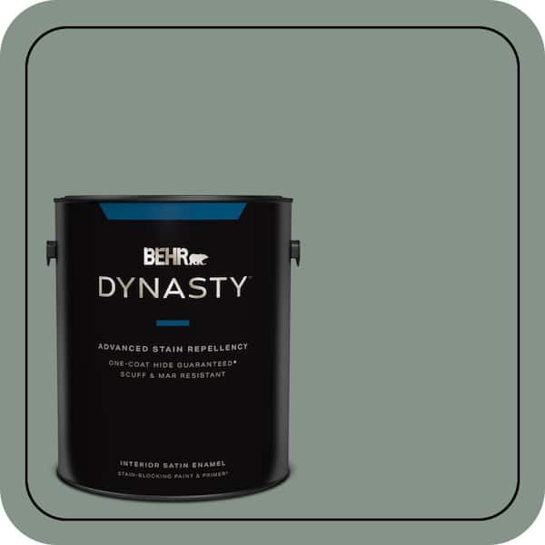 BEHR DYNASTY 1 gal. #460F-4 Wethersfield Moss Satin Enamel Interior Stain-Blocking Paint & Primer