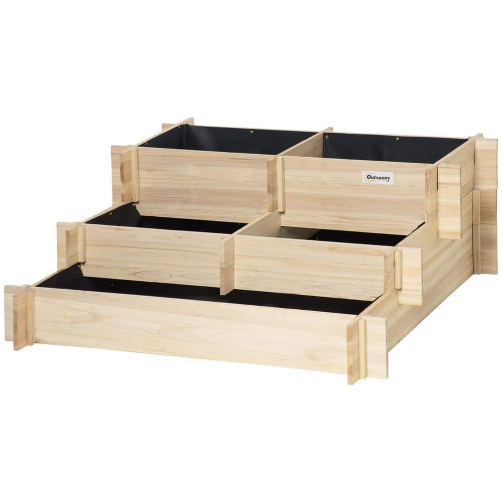 Natural 3-Tier Wood Garden Bed with Non-woven Fabric inside price history on PriceWatchPro