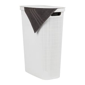 White 23.5 H x 10.75 W x 18.5 D Plastic Modern 40 L Slim Clothes Basket with Lid Rectangle Laundry Room Hamper