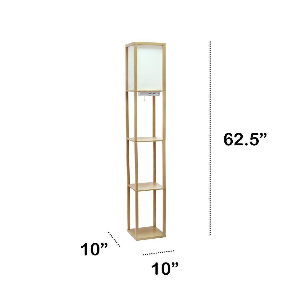 Classix 62.5" Tan and White 3-Tier Shelf Floor Lamp