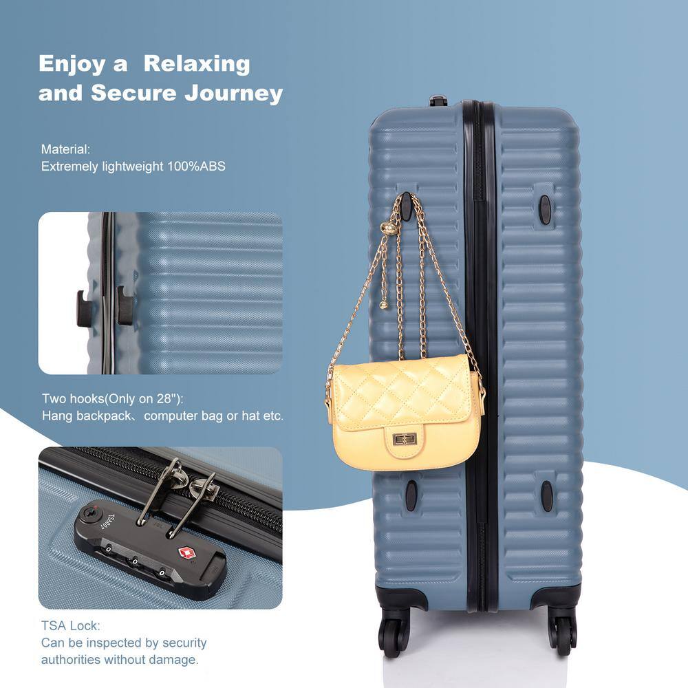 Blue 3-Piece Hardshell Spinner Luggage Set with TSA Locks