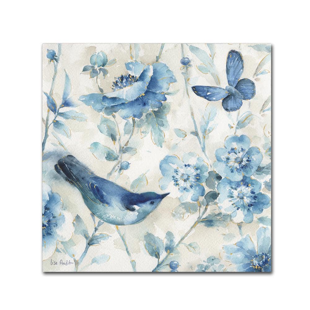 Indigold XI Blue Bird and Butterfly Canvas Painting