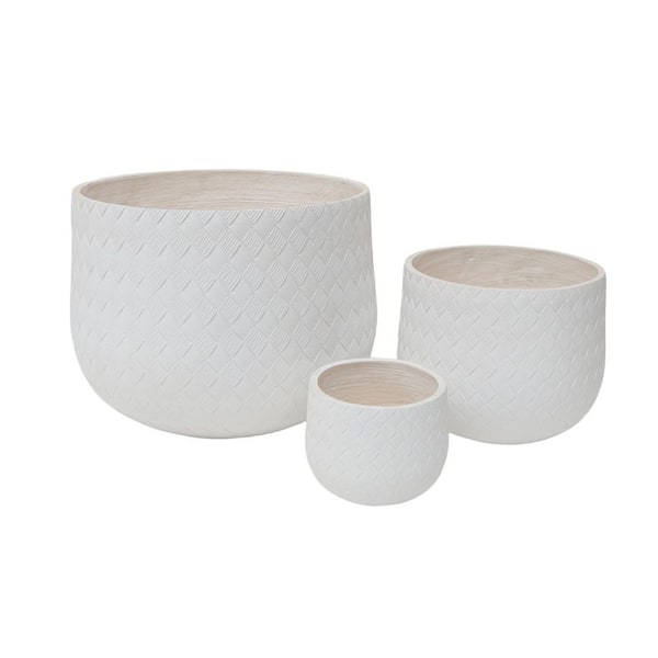 Callaia Large 8.66 in. 14.17 in. and 21.65 in. Dia White MGO Round Indoor and Outdoor Planters (3-Pack)