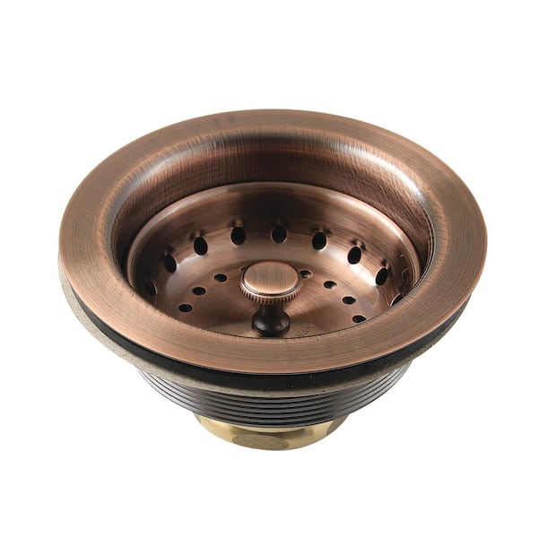 Kingston Brass Fresno Kitchen Sink Basket Strainer in Antique Copper