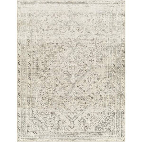Livabliss Amaka Medium Gray/Ceam Medallion 8 ft. x 10 ft. Machine-Washable Indoor Area Rug
