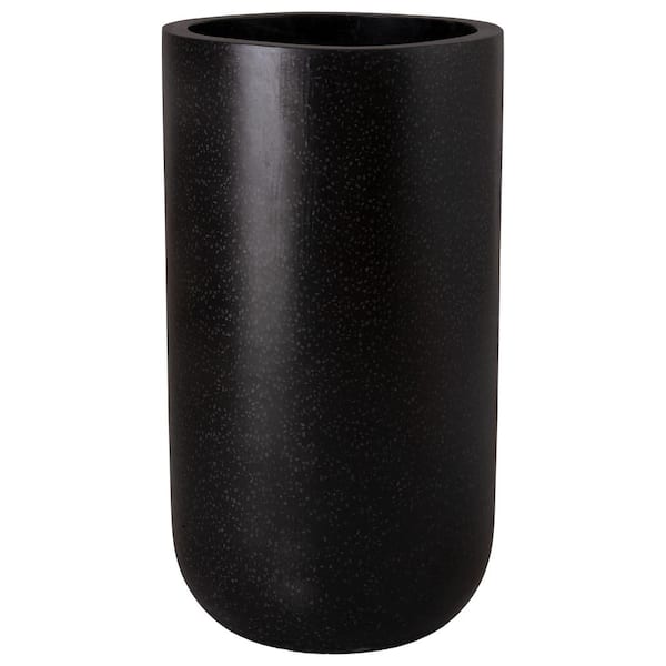20 in. L x 35 in. H Black Terrazzo Round Planter