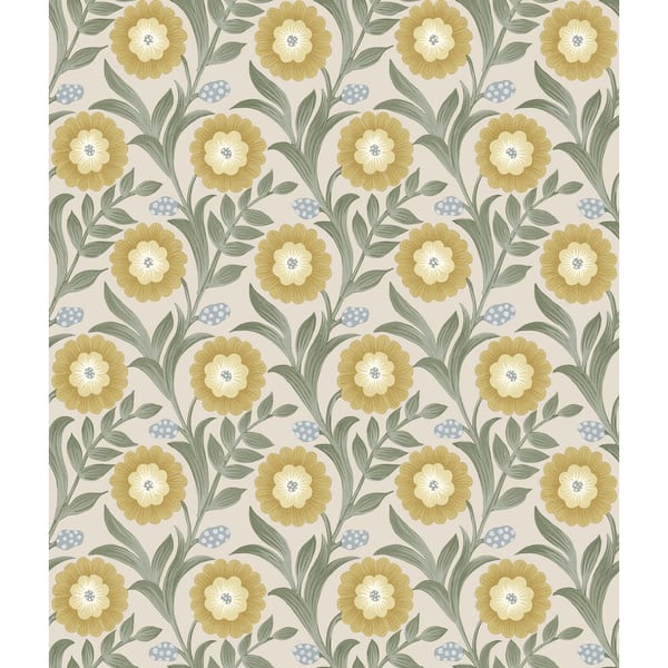 York Wallcoverings Lillian Sage Floral Vine Peel and Stick Wallpaper