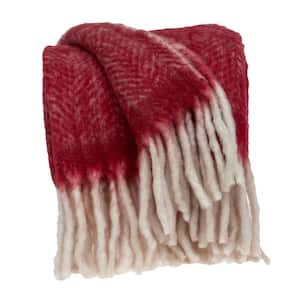 Nagar Transitional Red 52 in. x 67 in. Woven Handloom Throw Blanket