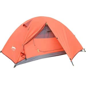 Backpacking 2-Person Polyester Camping Tent in Orange