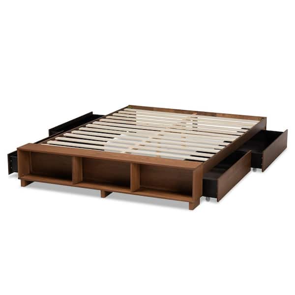 Baxton Studio Arthur Ash Walnut Queen Platform Bed Frame