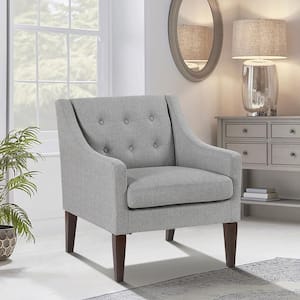 Lowery Gray Textured Fabric Upholstery Button-Tufted Back Accent Arm Chair