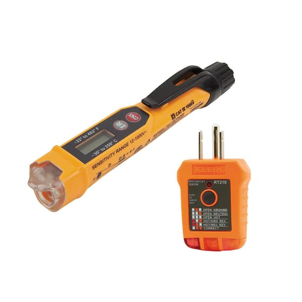 Hou op doorgaan met Insecten tellen Klein Tools Non-Contact Voltage Tester with Infrared Thermometer and Outlet  Tester Set M2O41044KIT - The Home Depot