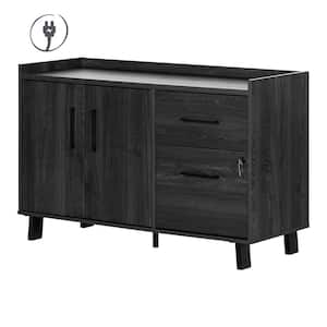 Kozack Gray Oak Accent Cabinet Credenza with 2-Drawers