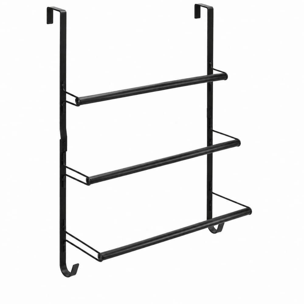 3-Tier Towel Rack in Black Over the Door Towel Holder with Hooks for Bathroom Storage and Organization price history on PriceWatchPro