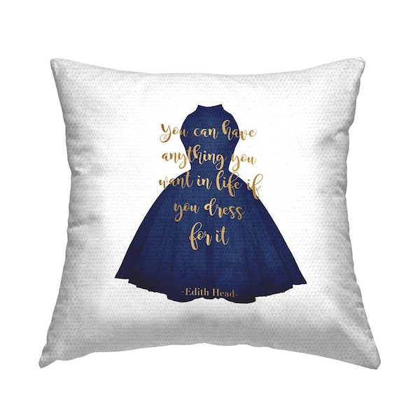 Stupell Industries If You Dress For It Navy Blue Fashion Gown Blue Square Outdoor Throw Pillow